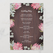 Protea Eucalyptus Lights Hout Rustieke Bruiloft Programmakaart (Achterkant)