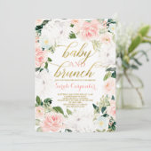 Protea floral Baby shower girl brunch uitnodiging (Staand voorkant)