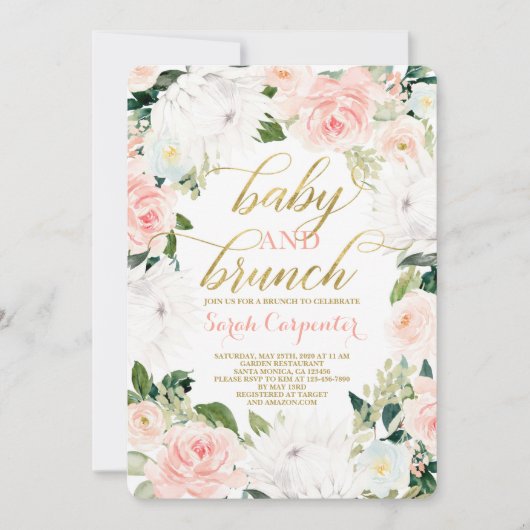 Protea floral Baby shower girl brunch uitnodiging (Voorkant)