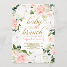 Protea floral Baby shower girl brunch uitnodiging