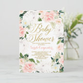 Protea floral Baby shower meisje uitnodiging (Staand voorkant)