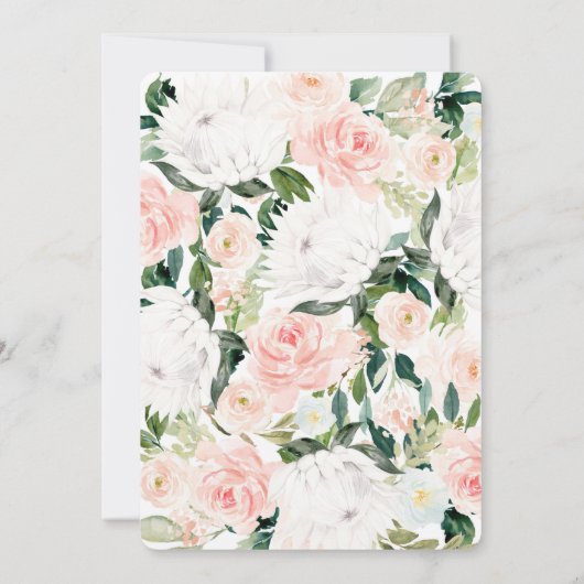 Protea floral Baby shower meisje uitnodiging (Achterkant)