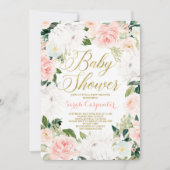 Protea floral Baby shower meisje uitnodiging (Voorkant)
