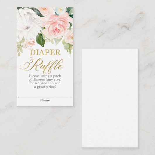 Protea floral Diaper Raffle Informatiekaartje (Voorkant / Achterkant)