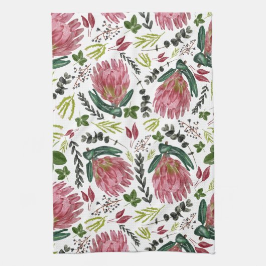 Protea Floral Waterverf Botanisch Theedoek (Verticaal)