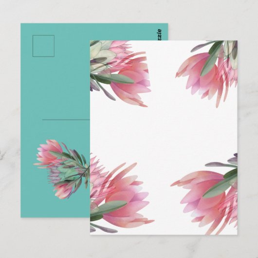 Protea flower invitation briefkaart (Voorkant / Achterkant)