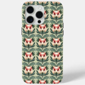 Protea Flower Pattern Coral Sage Tones iPhone Case (Achterkant)