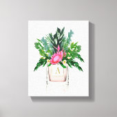 Protea Flowers Elegant Monogram Perfume Bottle Canvas Afdruk (Voorkant)