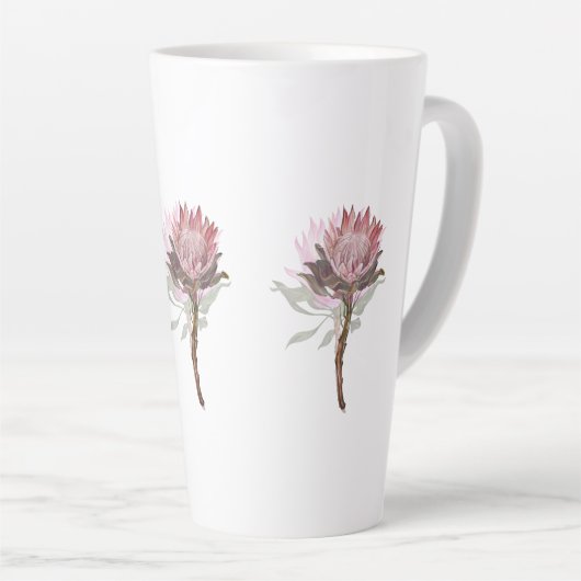 protea flowers latte mok (Rechterhoek)