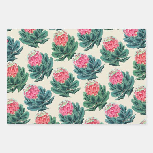 Protea Flowers Pattern Inpakpapier Vel (Voorkant)