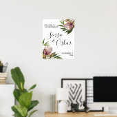Protea Greenery Wedding Welkomstbord Poster (Thuiskantoor)