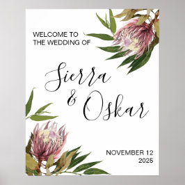 Protea Greenery Wedding Welkomstbord Poster