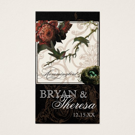 Protea Hummingbird Black Cream - Labels voor cadea Visitekaartje (Voorkant)