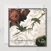 Protea Hummingbird - Wedding Invitation Kaart (Achterkant)