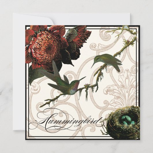 Protea Hummingbird - Wedding Invitation Kaart (Achterkant)