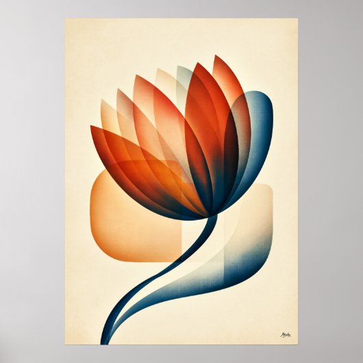 Protea Japandi Bloemige Geometrie Poster (Voorkant)