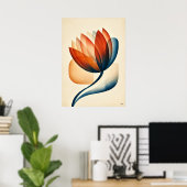 Protea Japandi Bloemige Geometrie Poster (Thuiskantoor)