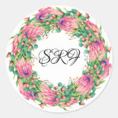  Protea krans Monogram Sticker (Voorkant)
