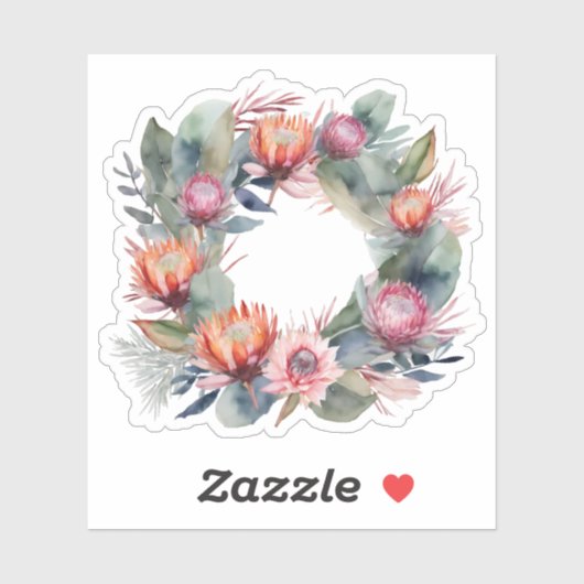 Protea Krans Uitgesneden Sticker (Vel)