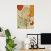 Protea Line Abstract Shapes Trendy Botanical Poster (Thuiskantoor)