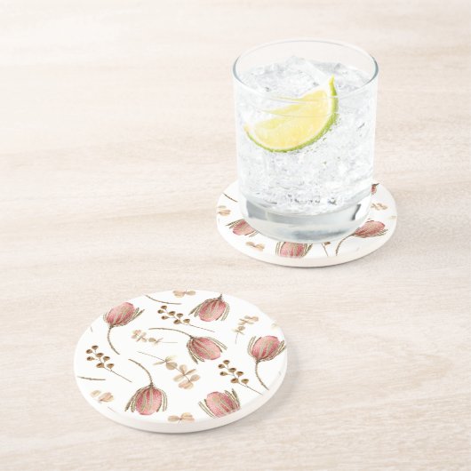 Protea & Pod Zandsteen Onderzetter (Zijkant)