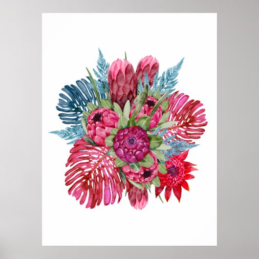 Protea & Regenwoud Bloemen Poster (Voorkant)