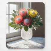 Protea speldenkussen boeket op kant muismat (Voorkant)