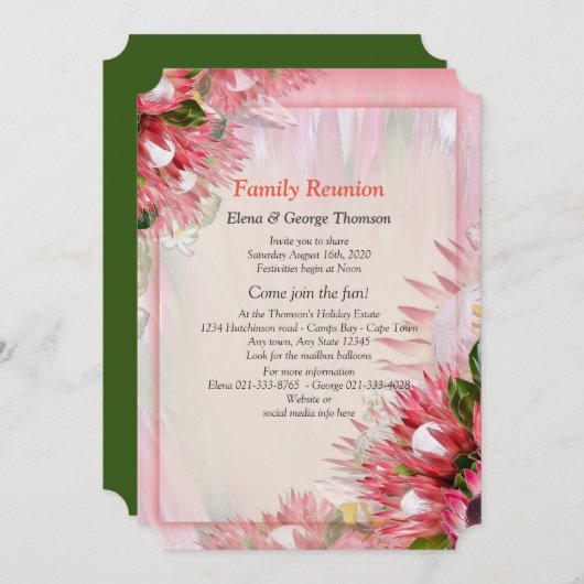 Protea - Strelitzia Bloemboeketten Reünie Kaart (Voorkant / Achterkant)