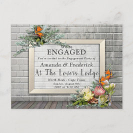 Protea - Strelitzia Flower Arrangement Verloving Uitnodiging Briefkaart