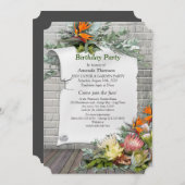 Protea - Strelitzia Flower Birthday Party Kaart (Voorkant / Achterkant)
