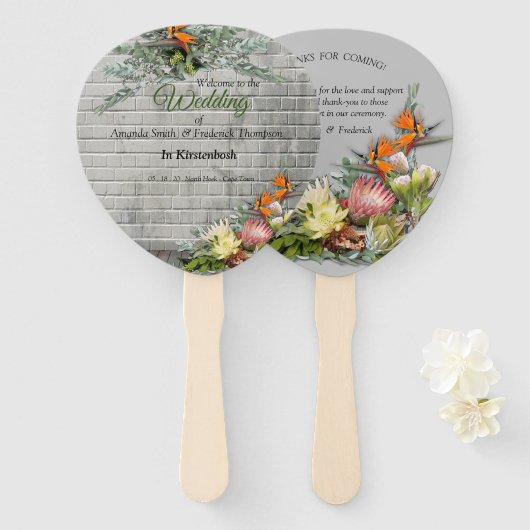 Protea - Strelitzia Flower Handwaaier (Voorkant en achterkant)