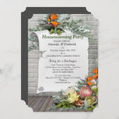 Protea - Strelitzia Flower Houswarming Party Kaart (Voorkant / Achterkant)