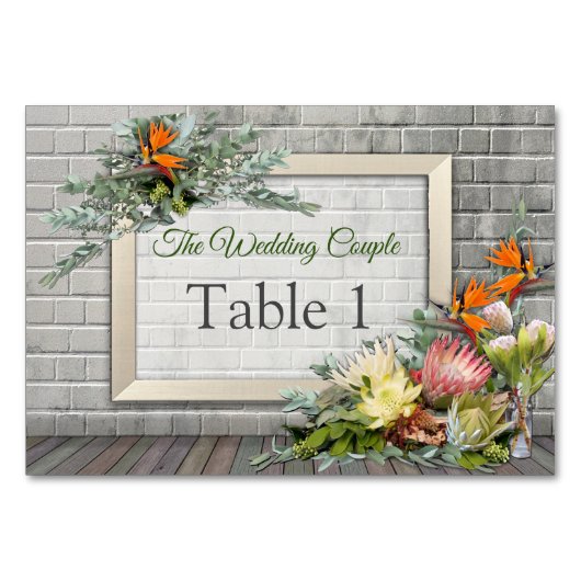 Protea - Strelitzia Flower Table cards Kaart (Voorkant)