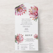 Protea Sugarbush fynbos waterverf minimalistisch All In One Uitnodiging (Binnen)