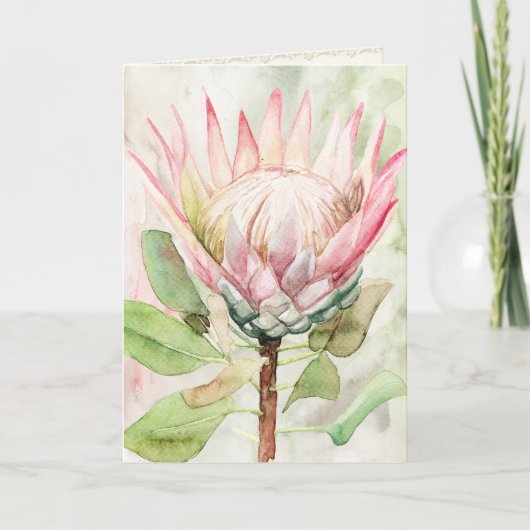 Protea Waterverf Art Print Wenskaart Kaart (Voorkant)