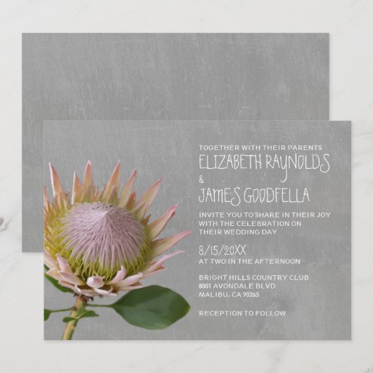 Protea Wedding Invitations Kaart (Voorkant / Achterkant)