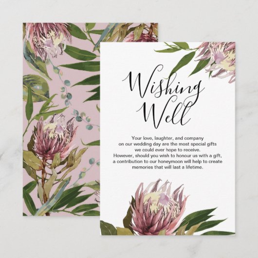 Protea Wedding Wishing Well Response Kaart (Voorkant / Achterkant)