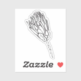 Protea zwart-wit sticker op maat gesneden