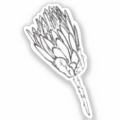 Protea zwart-wit sticker op maat gesneden (Voorkant)