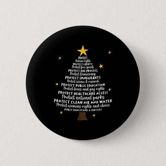 Protect Democracy Christmas Tree Subtle Anti Trump Ronde Button 5,7 Cm (Voorkant)