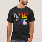 Protect lives not guns, rainbow Progress Pride Fla T-shirt (Voorkant)