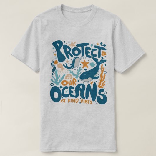 “Protect Our Oceans” Eco-Friendly Tee T-shirt (Design voorkant)
