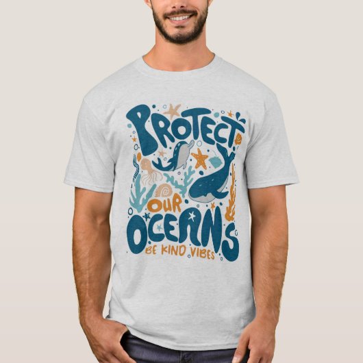“Protect Our Oceans” Eco-Friendly Tee T-shirt (Voorkant)