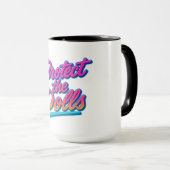 Protect the Dolls Neon Retro Art Mok (Voorkant rechts)