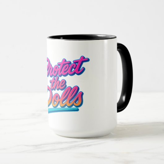 Protect the Dolls Neon Retro Art Mok (Voorkant rechts)