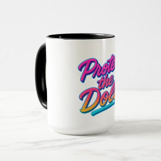 Protect the Dolls Neon Retro Art Mok (Voorkant links)