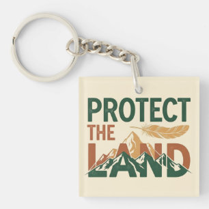 "Protect the Land" Bergen met Veer  Sleutelhanger