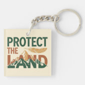 "Protect the Land" Bergen met Veer  Sleutelhanger (Achterkant)