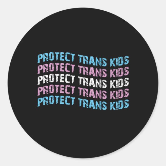 Protect Trans Kids - Trans Flag Wave Ronde Sticker (Voorkant)