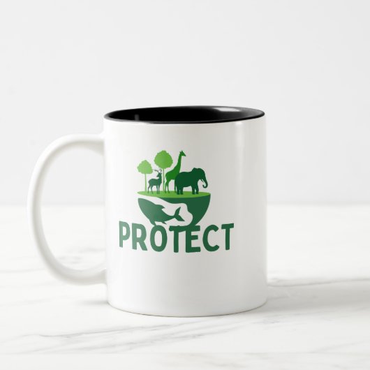 Protect Wildlife Coffee Mug – Save Nature & Animal Tweekleurige Koffiemok (Links)